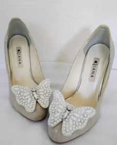 DIANA ダイアナ ビジューパンプス 22.5cm 蝶々　 パーティー 結婚式