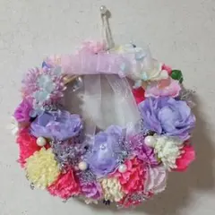 パープルフラワーリース♡キラキラリース