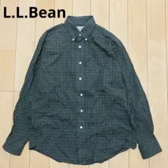 L.L.Bean エルエルビーン　長袖シャツ　ボタンダウン　チェック　緑　M
