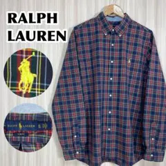 ☆良好☆ラルフローレン タータンチェック ボタンダウンシャツ XL 刺繍ポニー