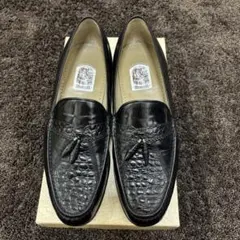Paraboots パラブーツ エンボスクロコヴァンプローファー黒3 1/2