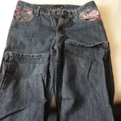 Jungle Storm デニムパンツ ピンク柄切り替えMサイズのサムネイル