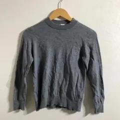 毛100％で高見え◎軽くて暖かい 上質 グレーニット セーター Lサイズ