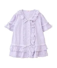 感謝価格、新品タグつき、ピンクハウス、ギンガムチェックブラウス、ラベンダー