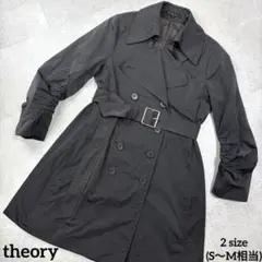 Theory トレンチコート ミディ丈 光沢素材 シャーリング袖 今季トレンド