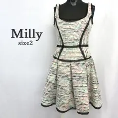 MY0170■Milly■ミリー ワンピース フレア ツィード サイズ2