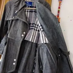 y2k✨ バーバリーブルーレーベル デニム ノーカラー トレンチ コート