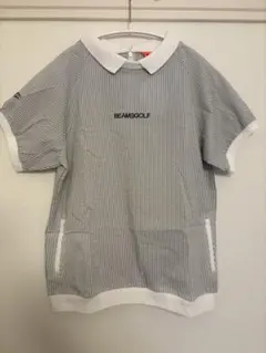 BEAMS GOLF シアサッカーストライプ ポロシャツ