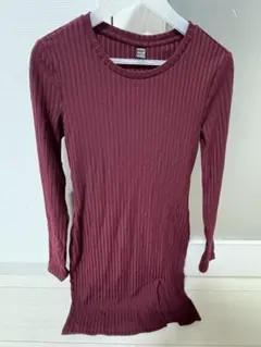 SHEIN リブニットミニワンピース ボルドー S