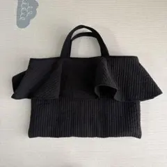 新作♡ヌビバッグ フリルギャザー ダークグレー パールつき 底板
