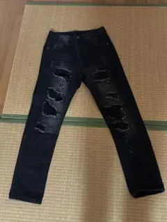 ダメージ加工 ダークブルー デニム 28サイズ