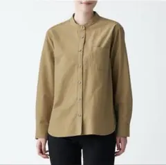 無印良品 洗いざらしオックススタンドカラーシャツ婦人Ｓ・キャメル