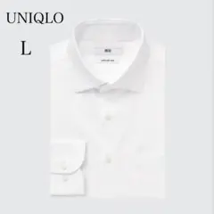 ユニクロ スーパーノンアイロンシャツ(セミワイドカラー・長袖) 綿100％【L】