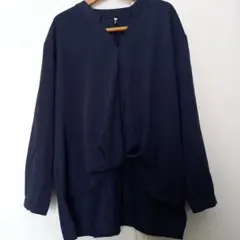 NATURAL DESIGN Vネック長袖シャツ レディースブラウス ネイビー