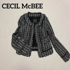 【最終値下げ】　CECIL McBEE ノーカラーツイードジャケット　Mサイズ