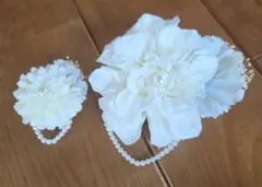 コサージュ ホワイト花 ブローチセット 親子セット
