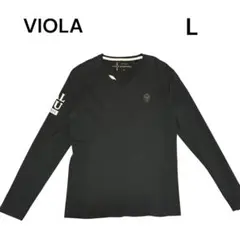 【VIOLA RUMORE】 Vネック 長袖Tシャツ ブラック 黒 L