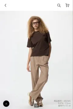 （未使用）ユニクロ タックワイドパンツ ベージュ s丈長め