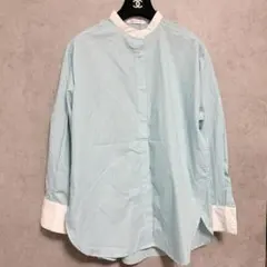 AMERICAN HOLIC ストライプシャツ バンドカラー ミントグリーンM