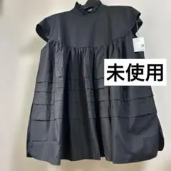 未使用【クロシェ】フリルハイネックノースリーブブラウス ブラックのサムネイル