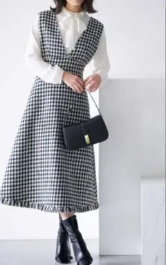 セルフォード　ツイードロングジャンパードレス　36