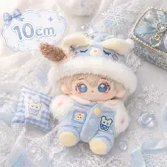 ちびぐるみ ぬい服 10cm チェック柄サロペット&Tシャツセット ベージュ