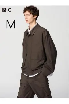 ユニクロC コットンショートブルゾン　ダークブラウン　M
