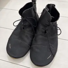 アンティカレザー 黒 レースアップブーツ ジッパー付き