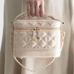 RANDA キルティング2WAYバニティバッグ ピンクゴールド