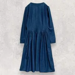 シネマティック ワンピース M デニム風 ブルー 長袖 フレア