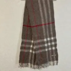 F54 バーバリー スコットランド製 カシミヤ ノバチェック マフラー ブラウン