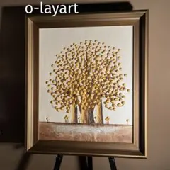 ☆秀作☆ 手書き油絵 ゴールドペタル 肉筆絵画 インテリア 油彩画