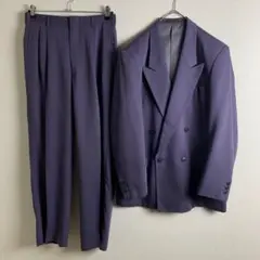 セットアップ　ダブル　紫　パープル　カジュアル　成人式　結婚式　お洒落　古着