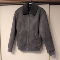 スエードジャケット Ｓ グレーZARA ボア襟 ジャケット