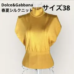 未使用✨DGイエロー半袖春夏秋シルクニットトップス38のサムネイル