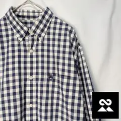 ボタンダウンシャツ長袖チェック m