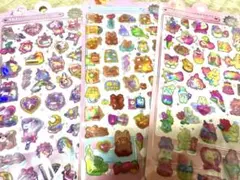 オーロラ ぷくぷくシール ボンボンドロップシール 3枚セット