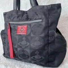 【希少】ヴィヴィアンウエストウッド チェッカーORBトートバッグ 黒×赤 オーブ