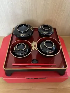 お食い初め 6点セット 黒色 女の子用　日本製　山中漆器