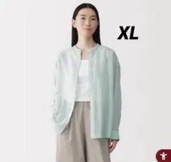 MUJI 婦人 強撚 シアー長袖シャツ ライトブルー XLのサムネイル