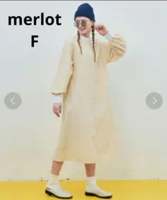 merlot ストライプクレリックシャツワンピース イエロー F