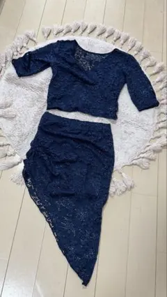 ベリーダンスレッスン着セットアップネイビー