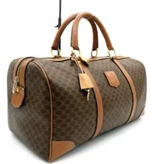 【CELINE】ボストンバッグ　南京錠　マカダム柄　PVC ゴールド金具　自立