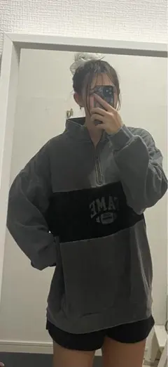 Java グレー ジップアップ トレーナー