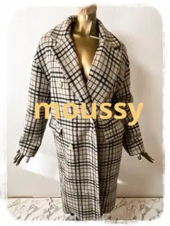 ☘️T21155☘️moussy オーバー チェック ライン ロングコート 1