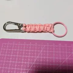 パラコード オレンジキーリング カラビナ付き