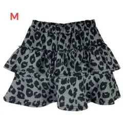 新品タグ付き　ヒョウ柄　レオパード柄フリルミニスカート Mサイズ　グレー