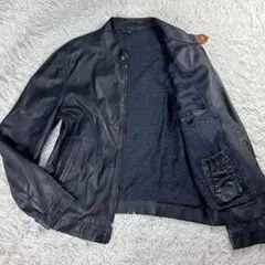 美品　　2000s Armani レザージャケット シングルライダース GIORGIO ARMANI ライダースジャケット スポーツジャケット