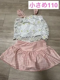 【着用1回】女の子 水着 110 ＆ スイムキャップ セット（※サイズ感小さめ）