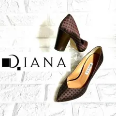 【美品】DIANA ウッドヒール チェック パンプス